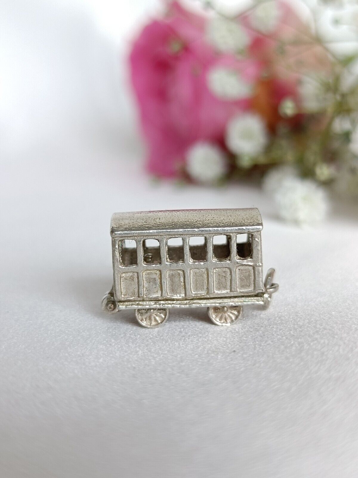 Vintage Sterling Silver Opening Train Carriage With Passenger Charm Or Pendant