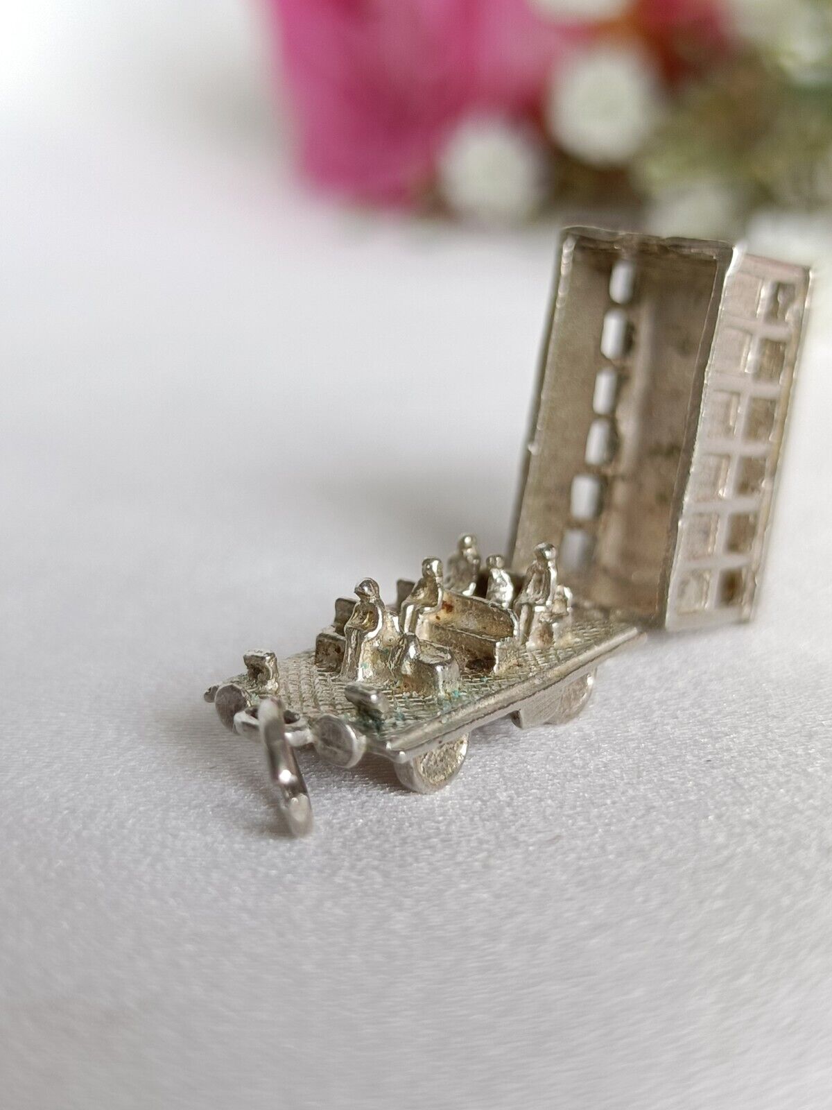 Vintage Sterling Silver Opening Train Carriage With Passenger Charm Or Pendant