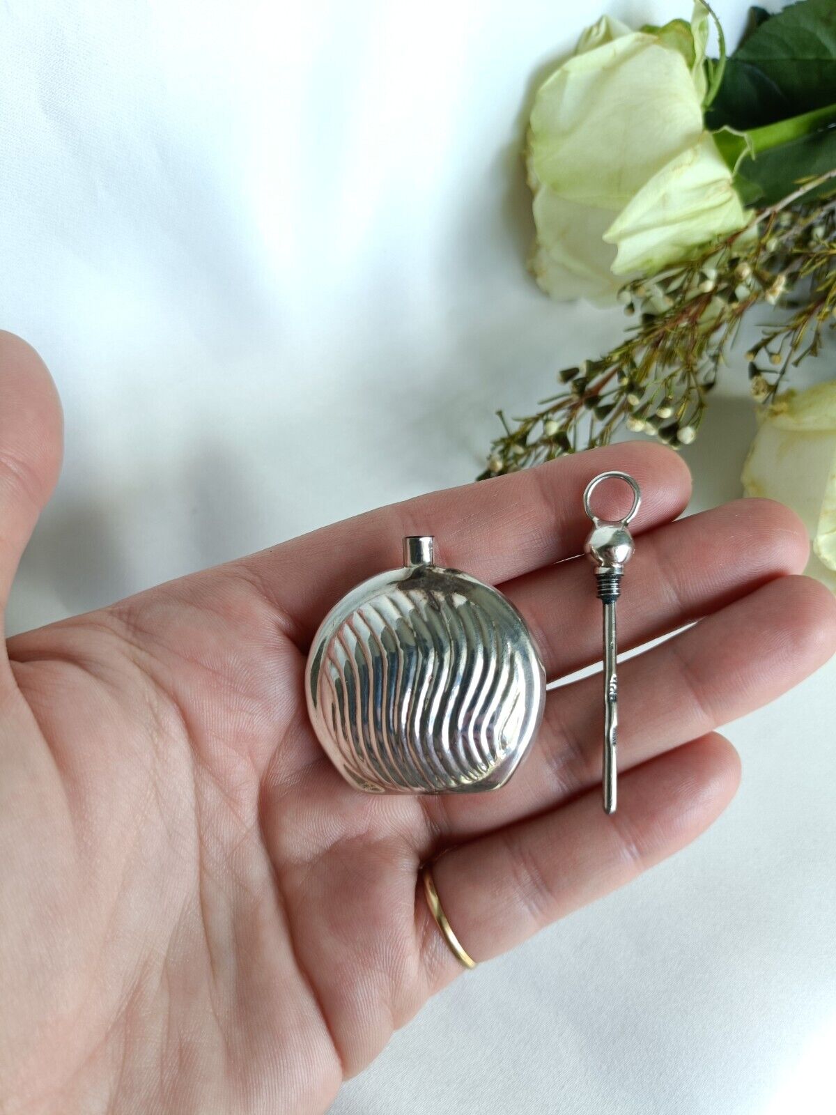 Vintage 925 Sterling Silver Miniature Perfume Bottle Pendant