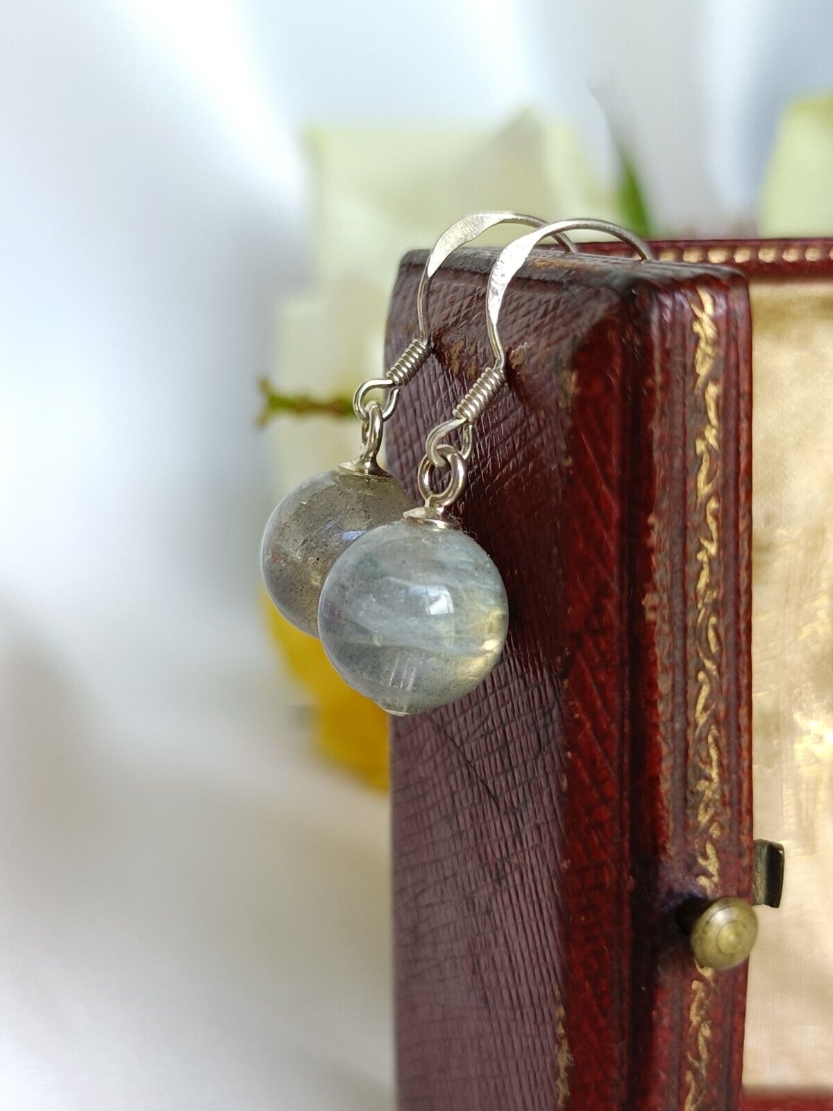 925 Sterling Silver Labradorite Dangle Hook Drop Earrings