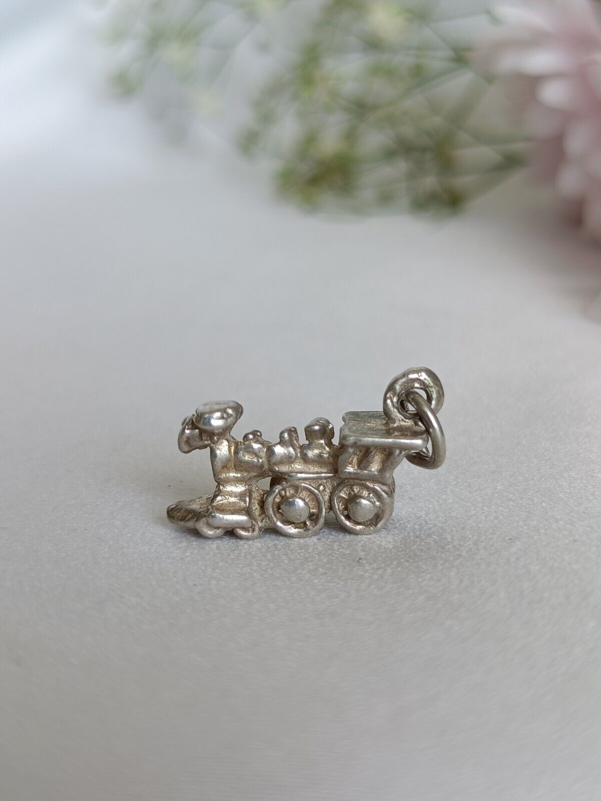 Vintage Sterling Silver Steam Train Charm Or Small Pendant