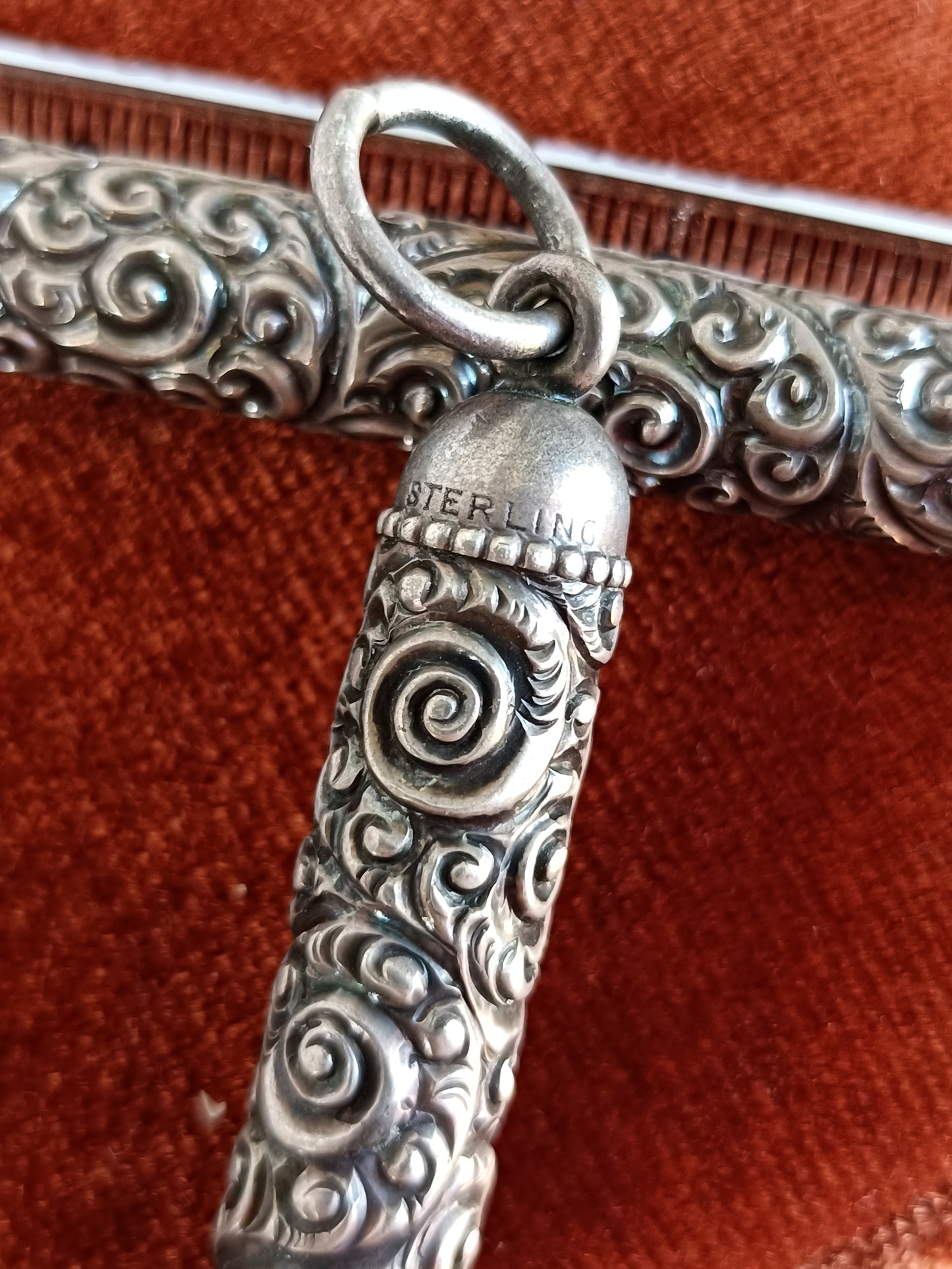 Antique 1890-1910 art nouveau cylinder holder pendant