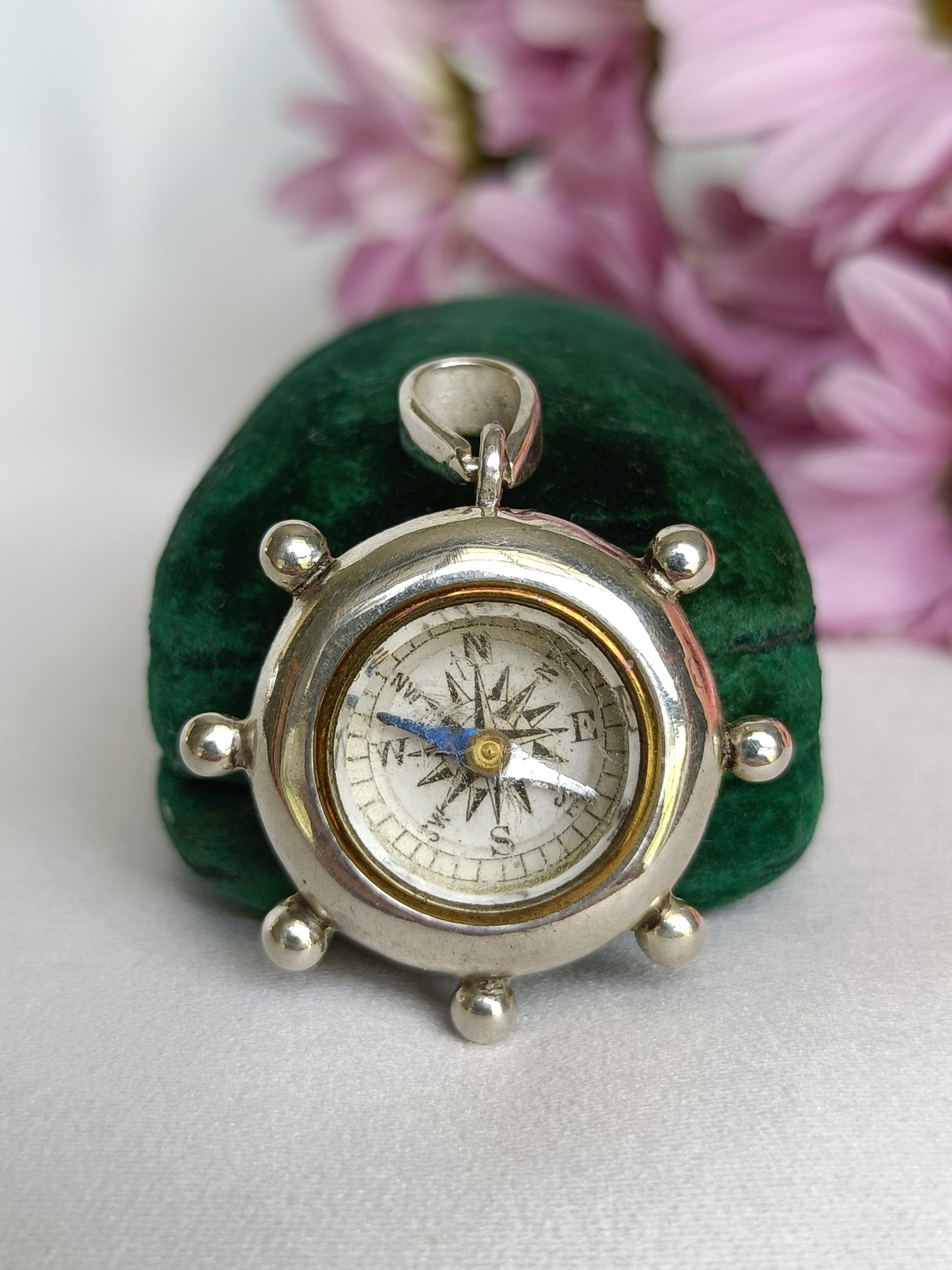 Antique Victorian 1888c sterling silver functional compass fob pendant by Payton Pepper & Co