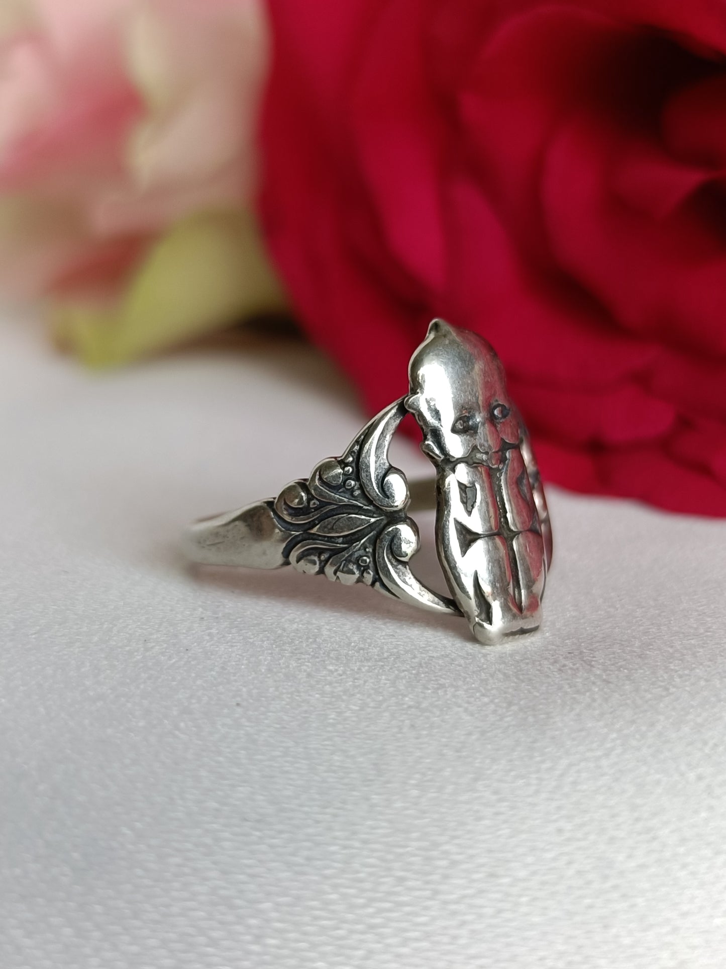 Antique 1920's circa Paye & Baker sterling silver Kewpie doll ring
