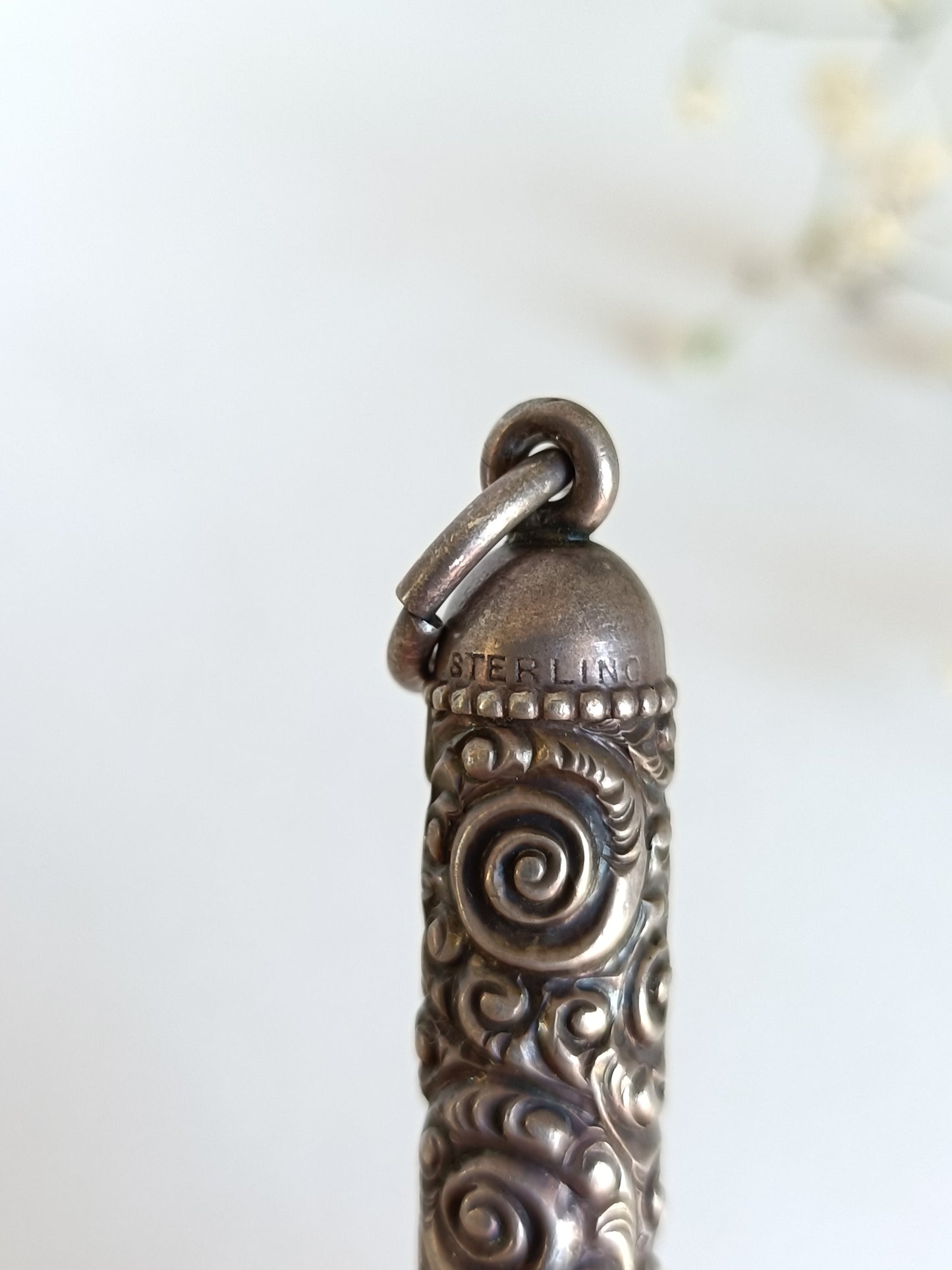 Antique 1890-1910 art nouveau cylinder holder pendant