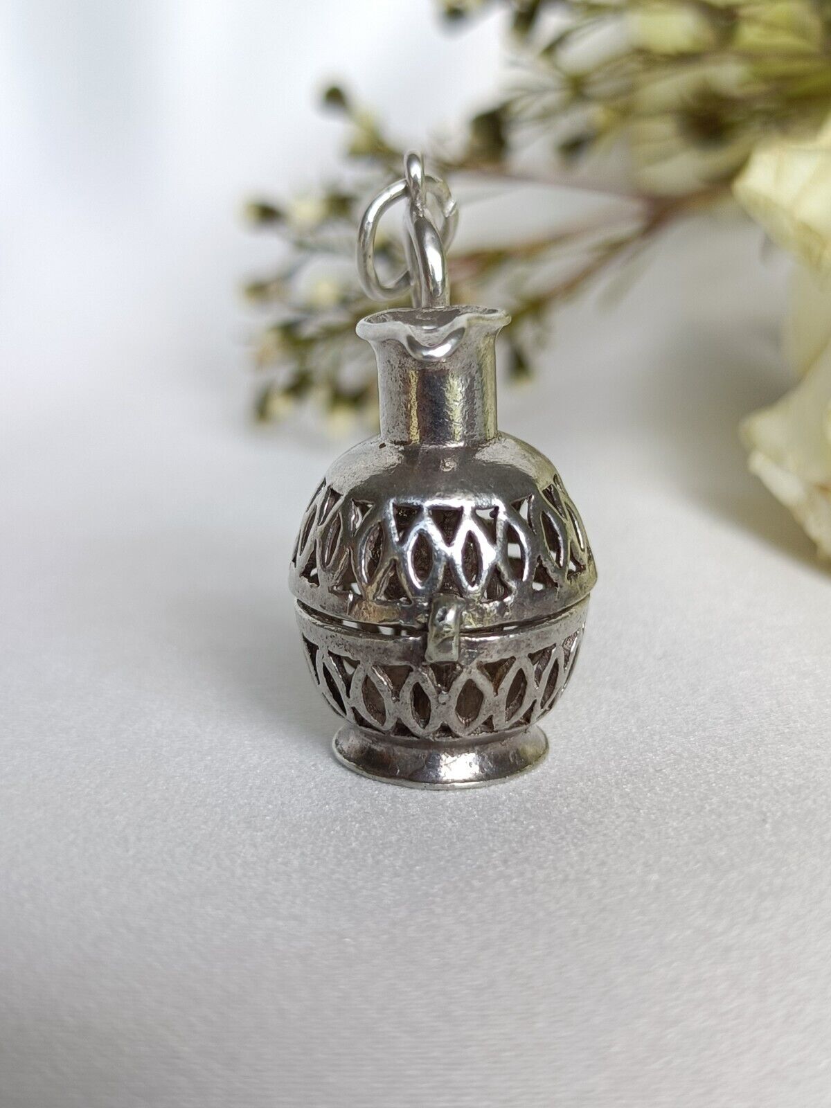 Antique Birmingham Sterling Silver Opening Pitcher Water Pourer Locket Charm