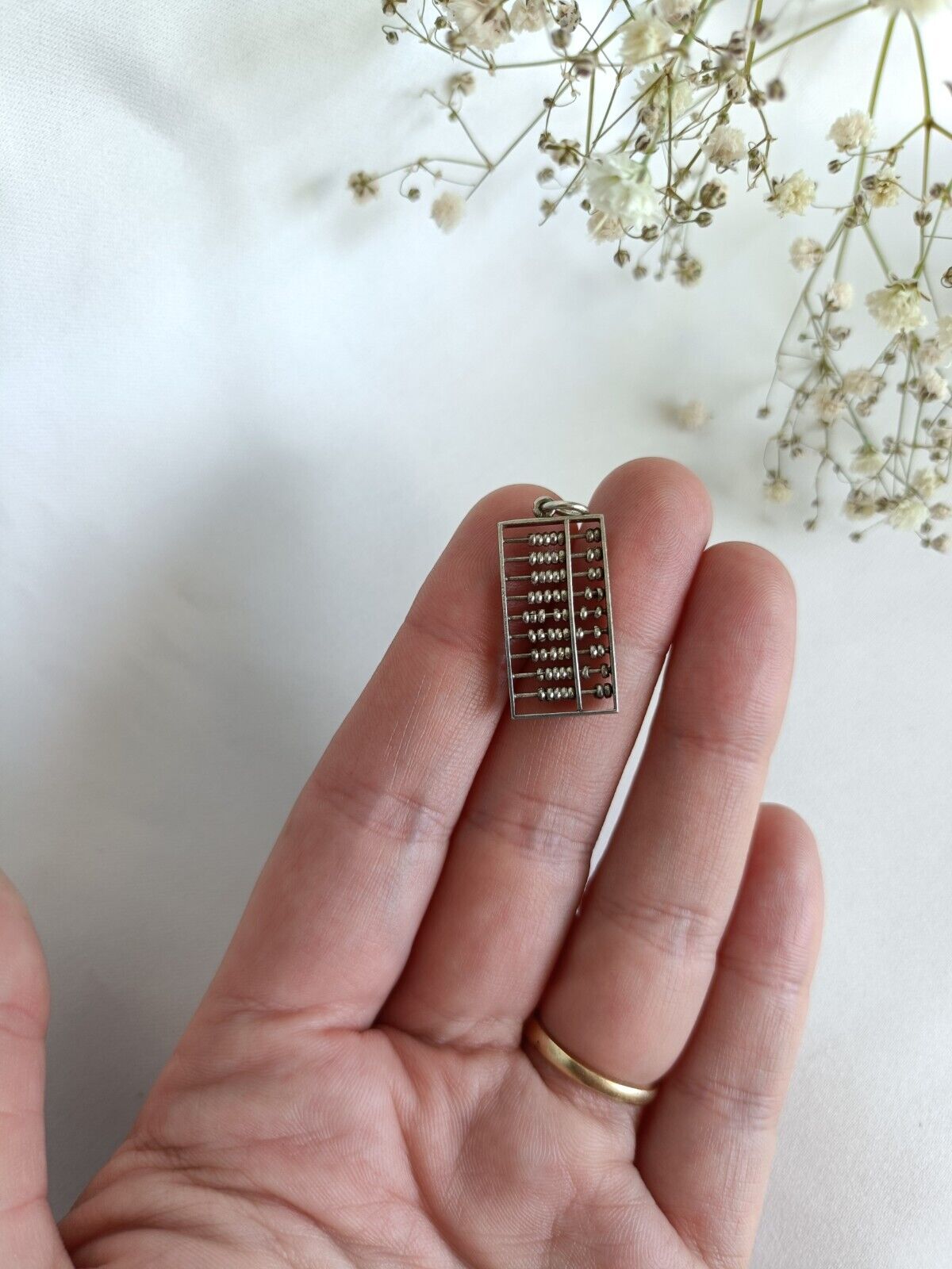 Vintage 925 Sterling Silver Functional Abacus Charm Or Pendant