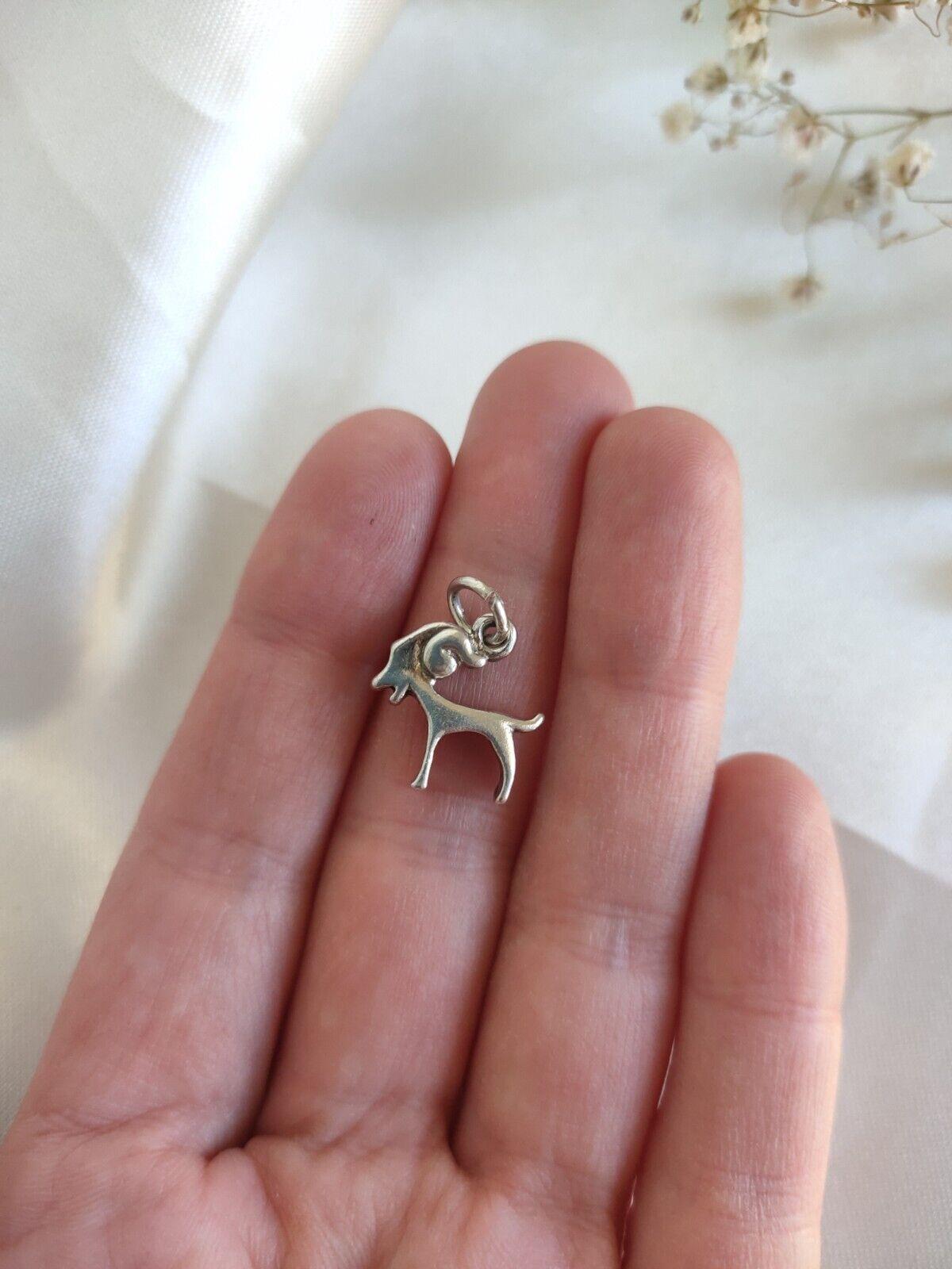 Vintage 925 Sterling Silver Aries Zodiac Ram Pendant Or Charm