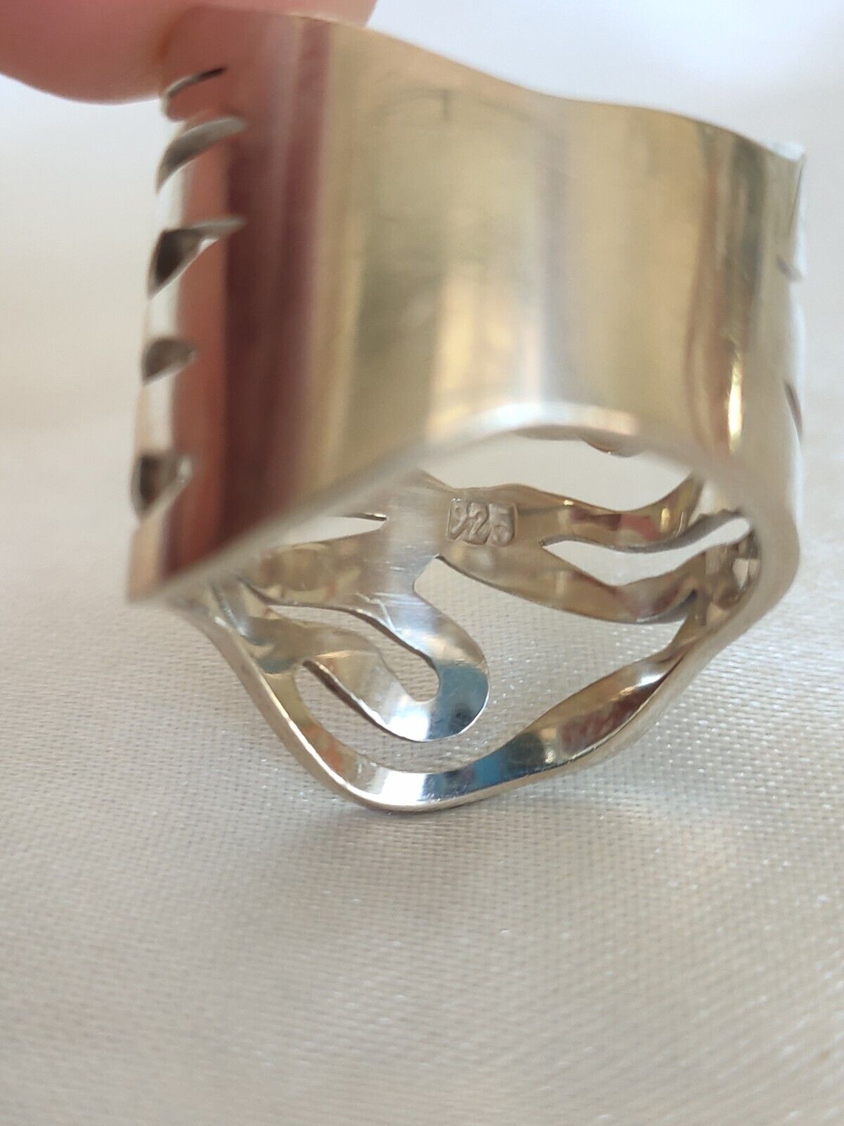 Large Heavy Abstract 925 Sterling Silver Statement Ring Size 11 Or V 15.45grams