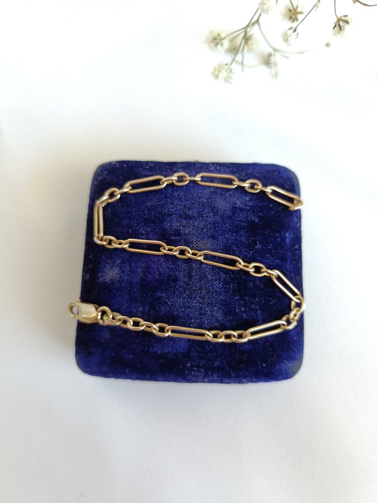 9ct Yellow Gold Italian Trombone Link Bracelet  19cm