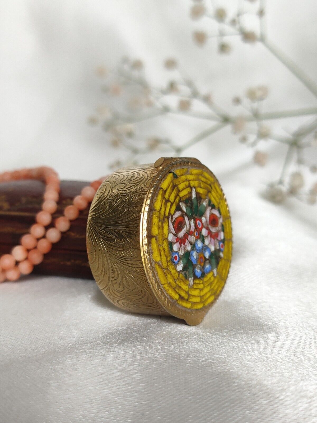 Vintage Italian Millefiori Micro Mosaic Lidded Trinket Box