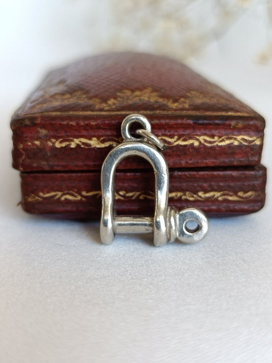 Vintage Sterling Silver D Shackle Charm Or Pendant