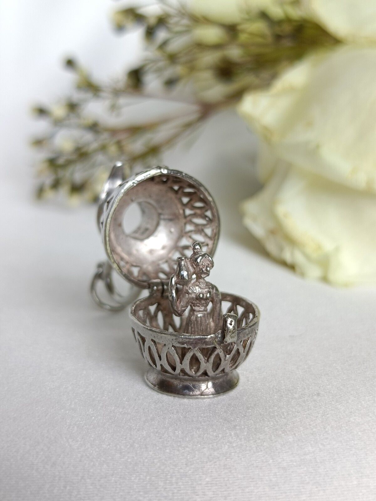 Antique Birmingham Sterling Silver Opening Pitcher Water Pourer Locket Charm