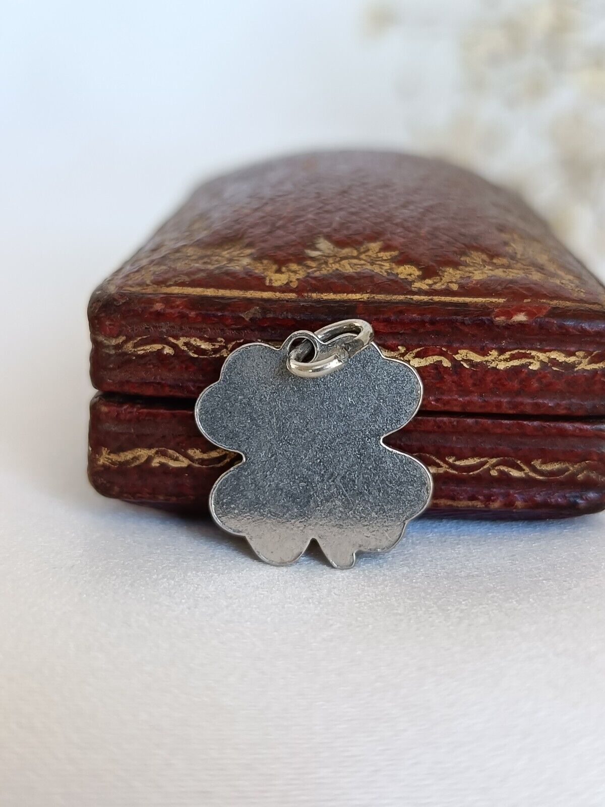 Vintage 835 Silver & Enamel Four Leaf Clover Charm Or Small Pendant