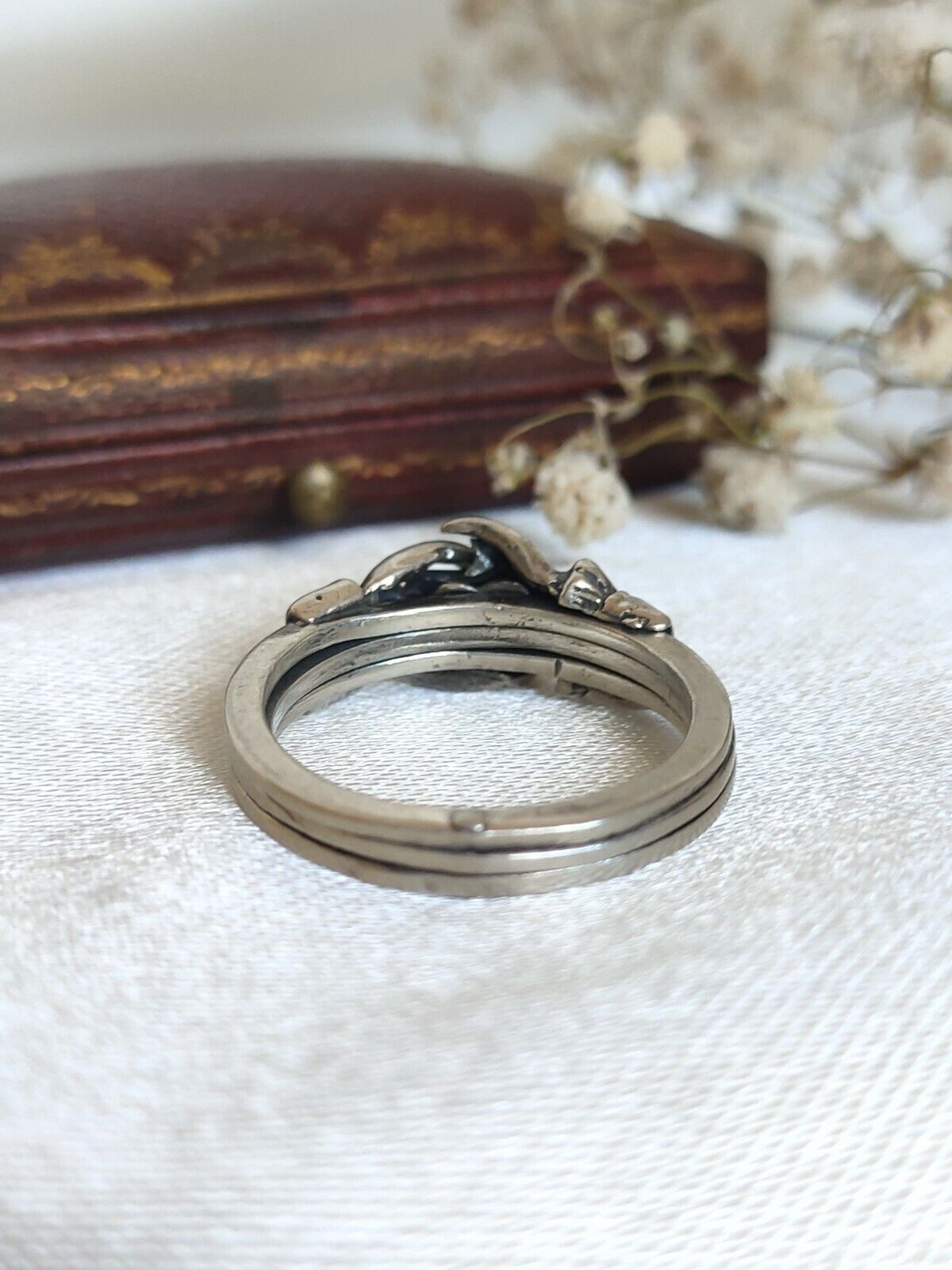 Antique Victorian 925 Sterling Silver Una Fede Gimmal Betrothal Ring Size 7 Or N