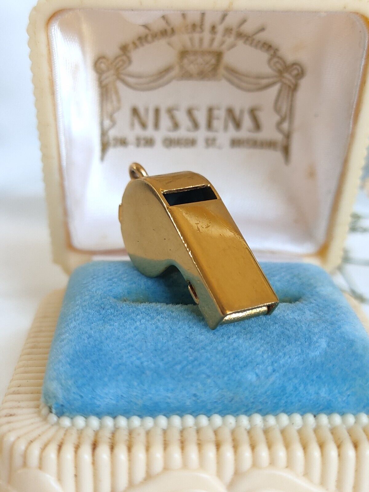 Vintage 9ct Yellow Gold Functional Whistle Pendant