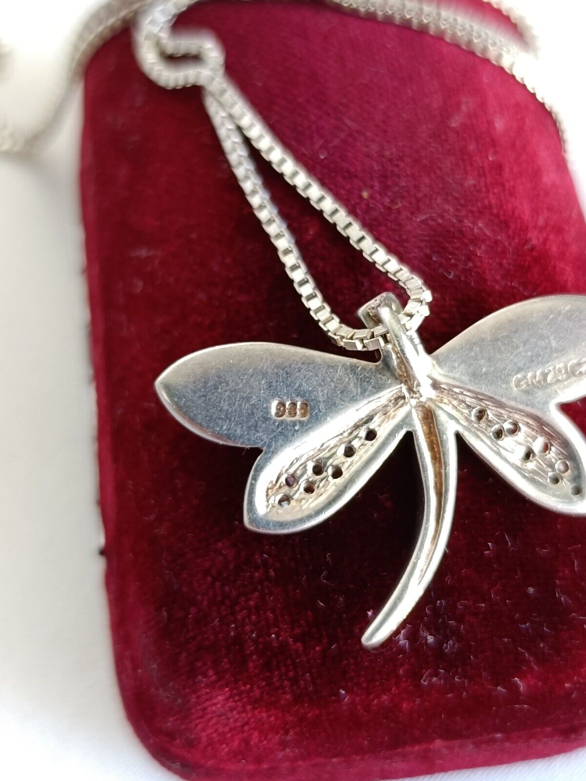 925 Sterling Silver Dragon Fly Pendant & 42cm 925 Box Chain Necklace