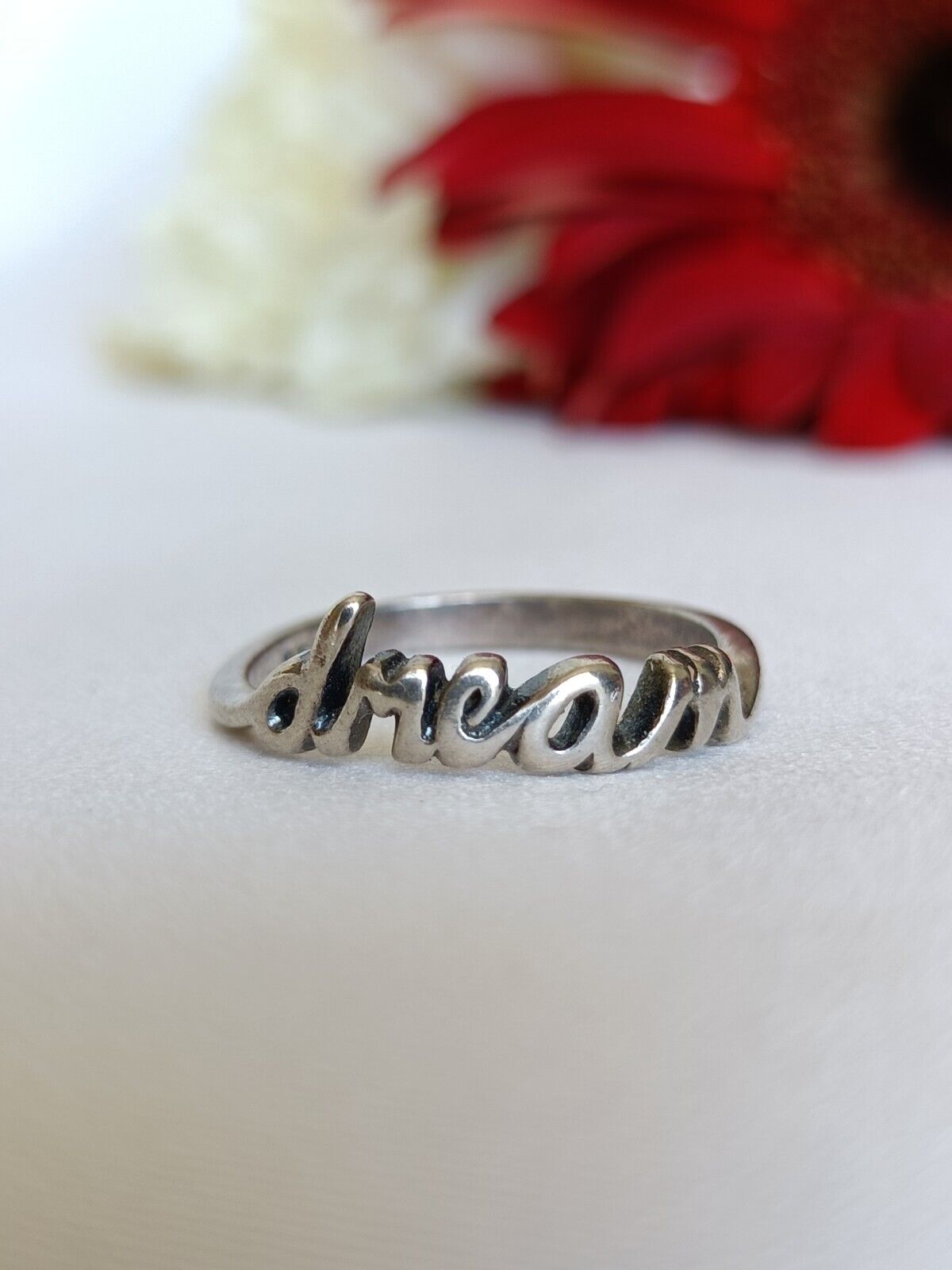 925 Sterling Silver Dream Cursive Stacking Band Ring Size 5 3/4 US Or K UK