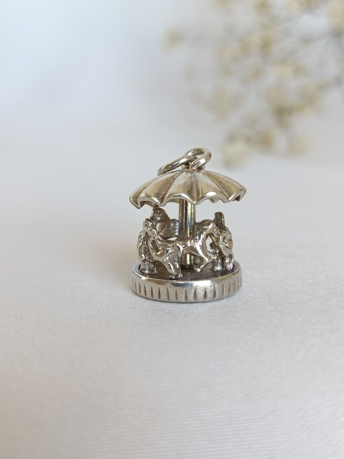 Vintage Sterling Silver Merry-go-round Carousel Spinning charm  Or Pendant