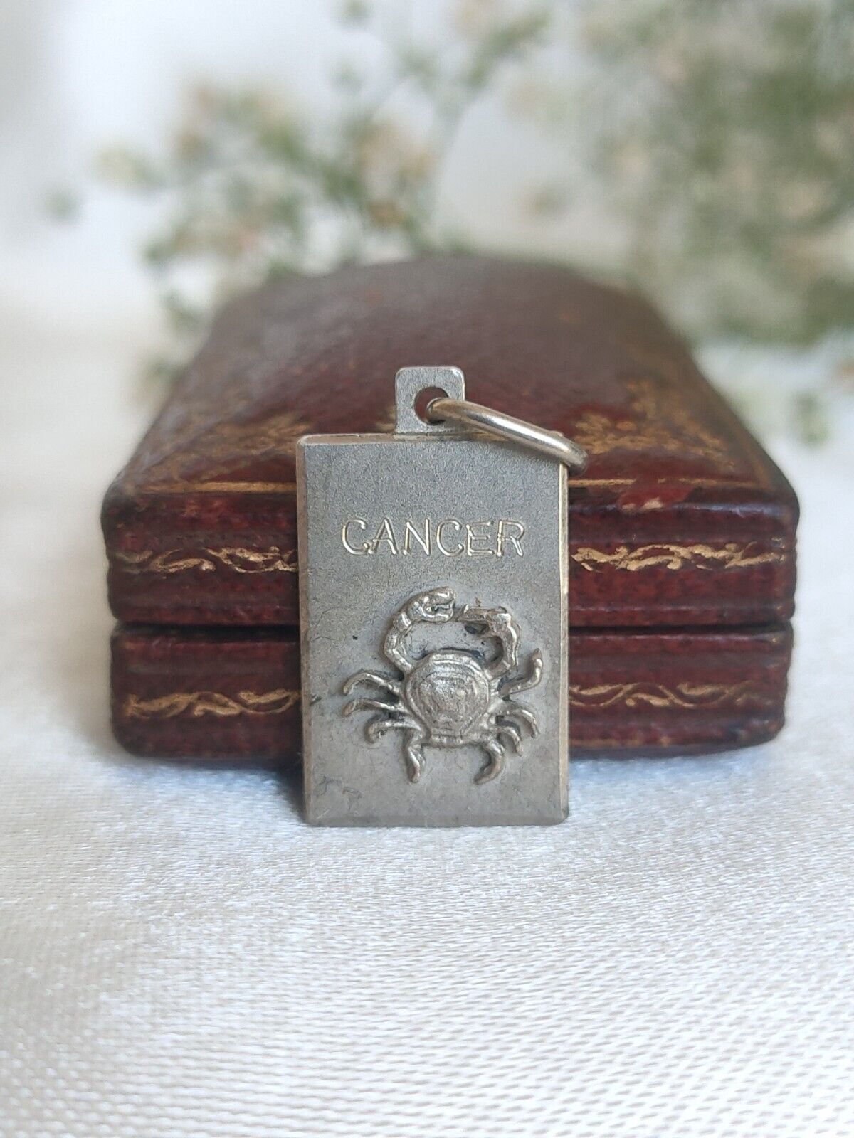 Vintage 925 Sterling Silver Cancer Zodiac Crab Ingot Pendant