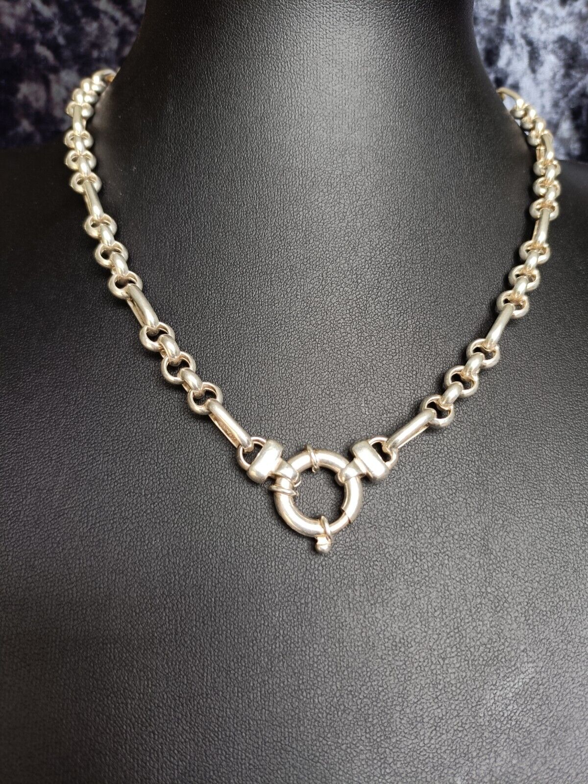 Italian 925 Sterling Silver Round And Oval Link Chain Necklace 46cm