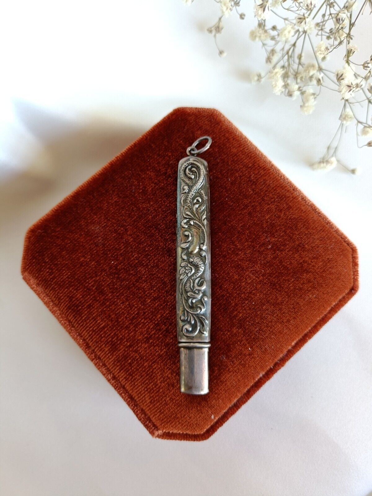 Vintage 925 Sterling Silver Pencil/Sewing Needle Holder Multi Use Pendant