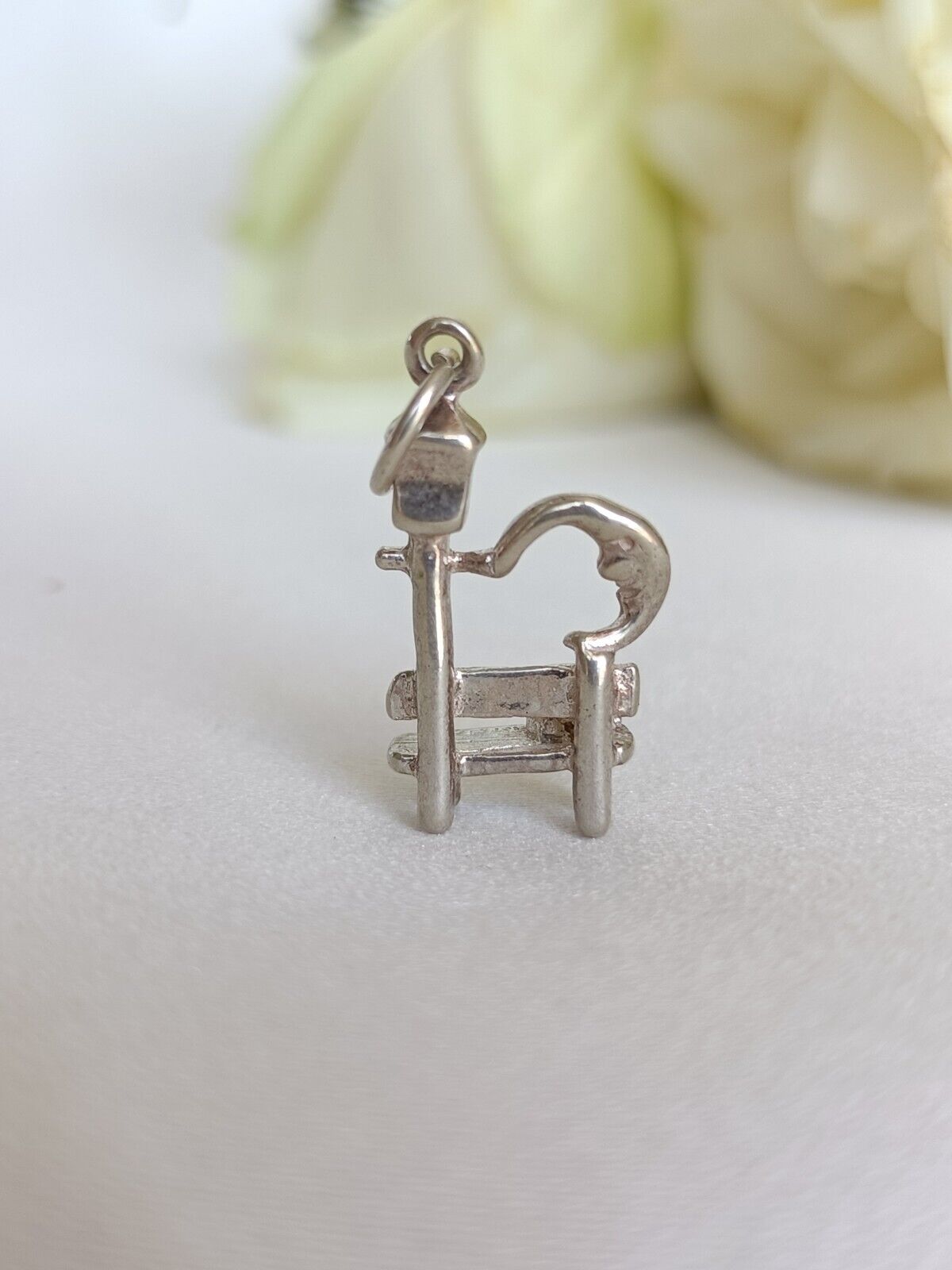 Vintage Sterling Silver Man In The Moon Bench Seat Charm