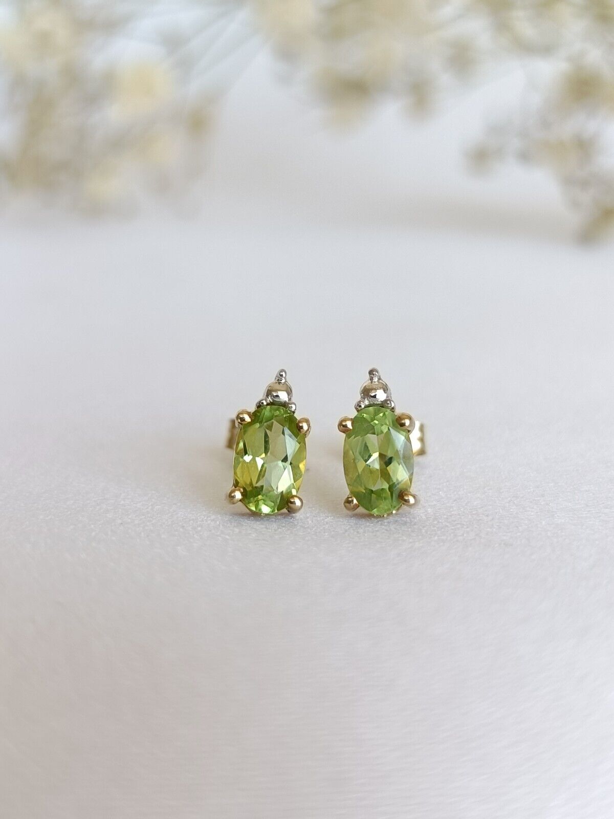 9ct Yellow Gold And Peridot Stud Earrings