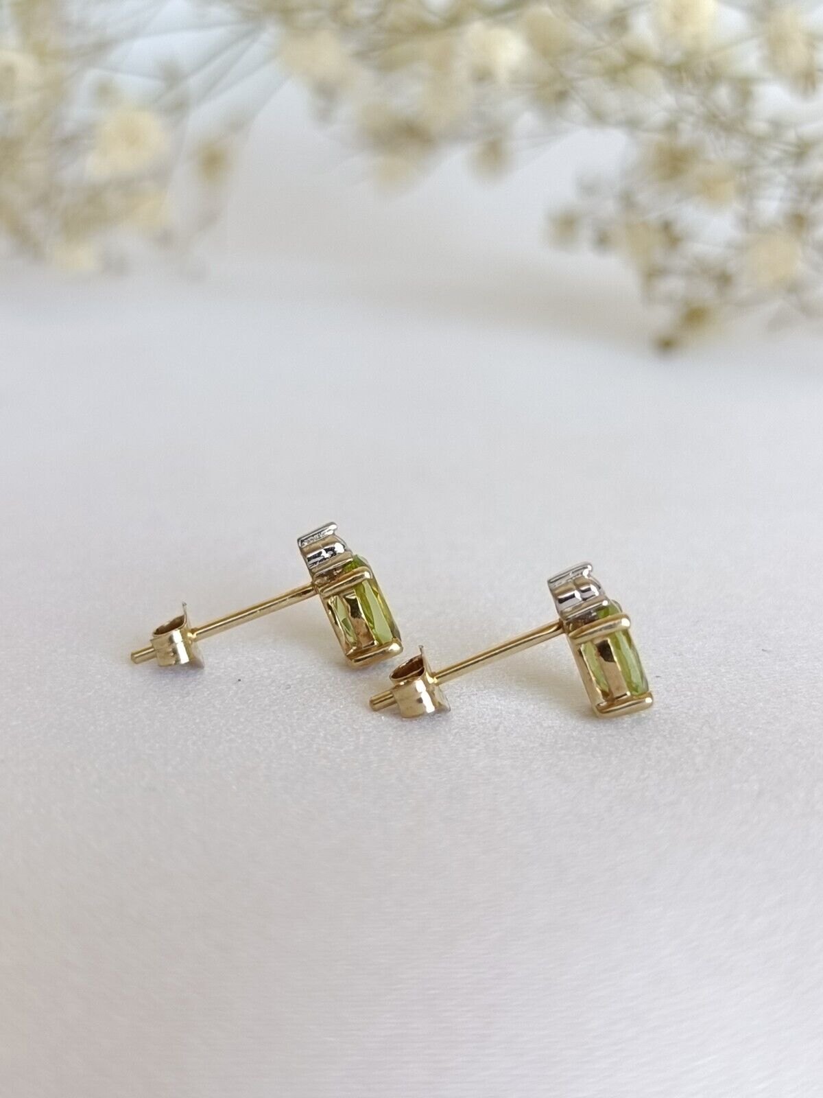 9ct Yellow Gold And Peridot Stud Earrings