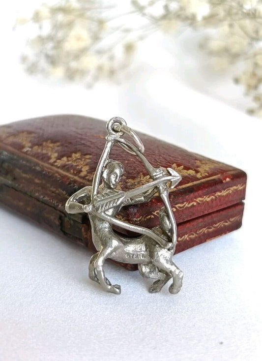 Vintage 925 Sterling Silver Sagittarius Centaur Pendant Or Large Charm