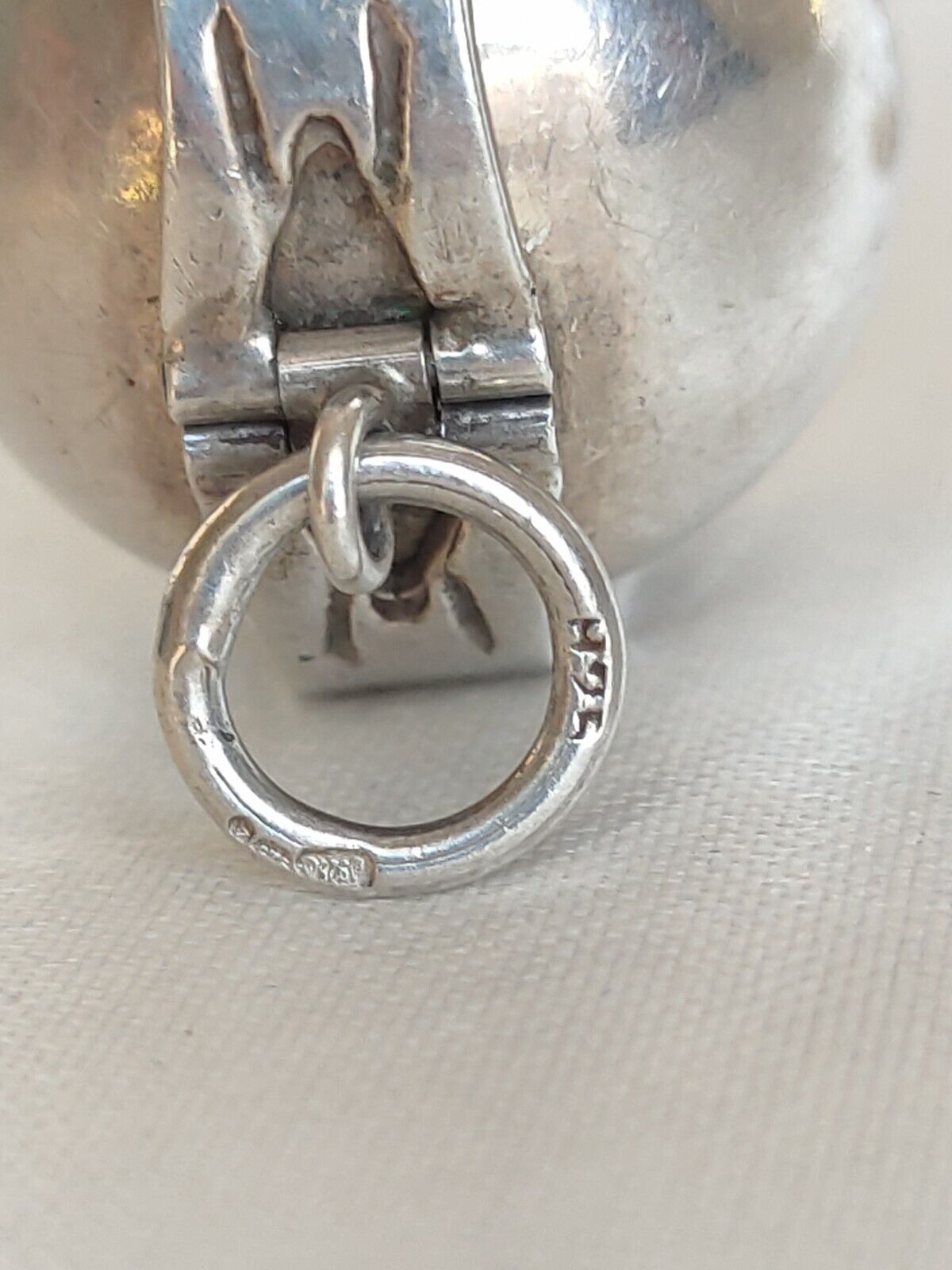 Vintage 925 Sterling Silver Masonic Orb Locket Fob Pendant & Belcher Chain