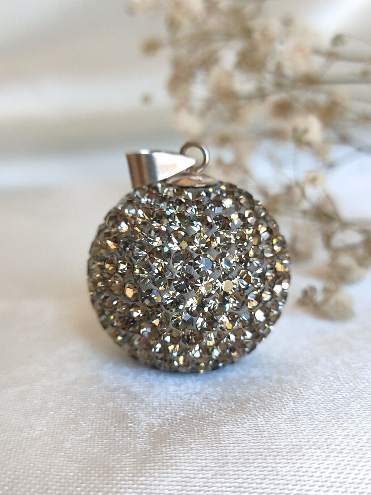 925 Sterling Silver Large CZ Disco Ball Pendant