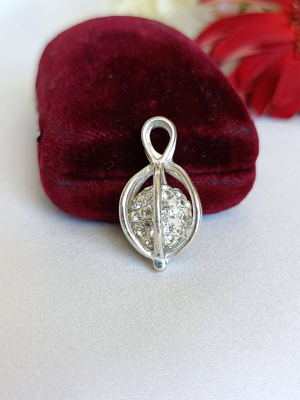 925 Sterling Silver Opening Cage Pendant With Removable Sparkle Ball