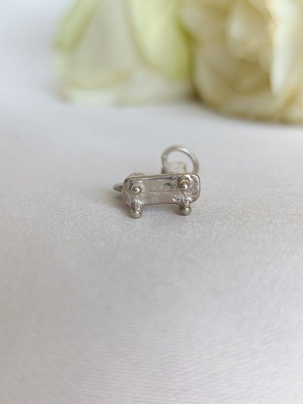 Vintage Sterling Silver Man In The Moon Bench Seat Charm