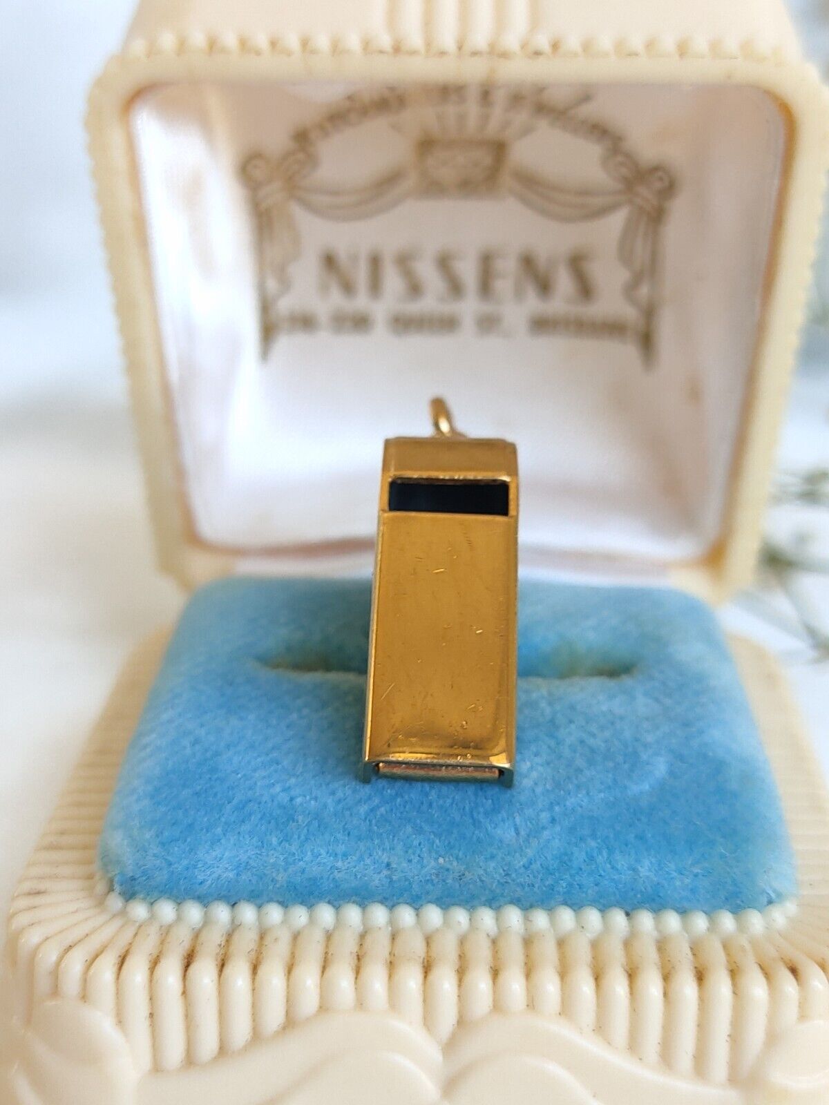 Vintage 9ct Yellow Gold Functional Whistle Pendant