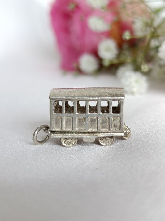 Vintage Sterling Silver Opening Train Carriage With Passenger Charm Or Pendant