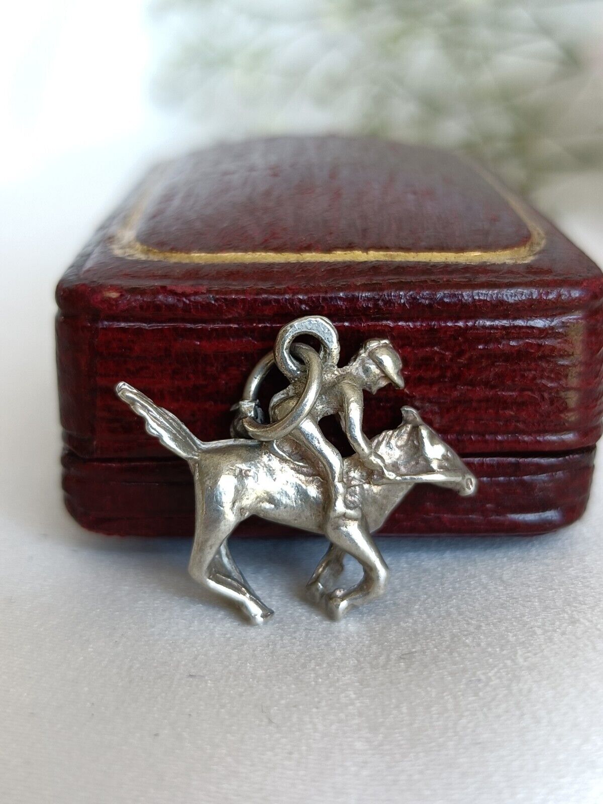 Vintage Sterling Silver Jockey Horse And Rider Charm Or Pendant