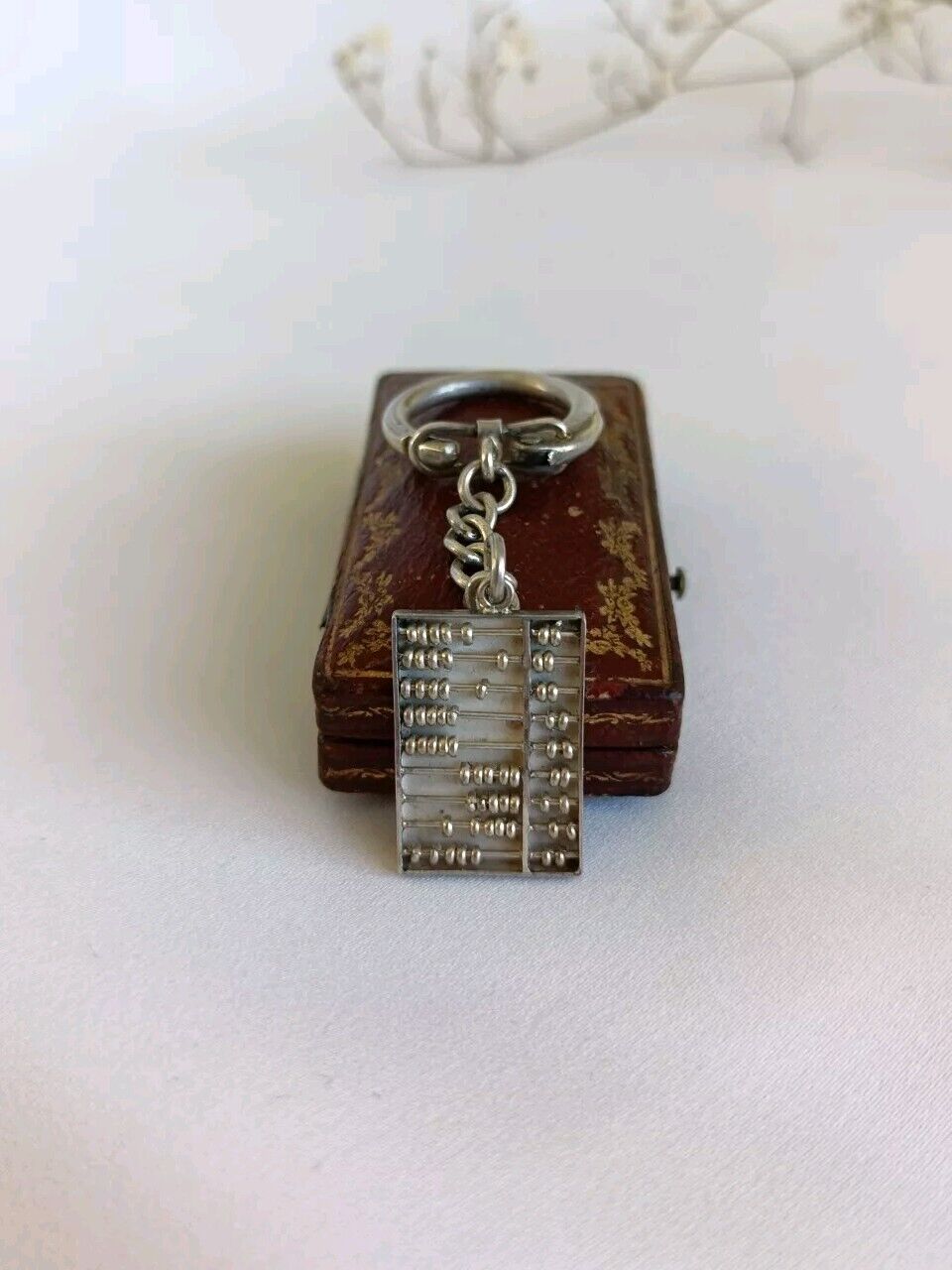 Vintage Hong Kong Sterling Silver Abacus Charm Key Ring Key Chain