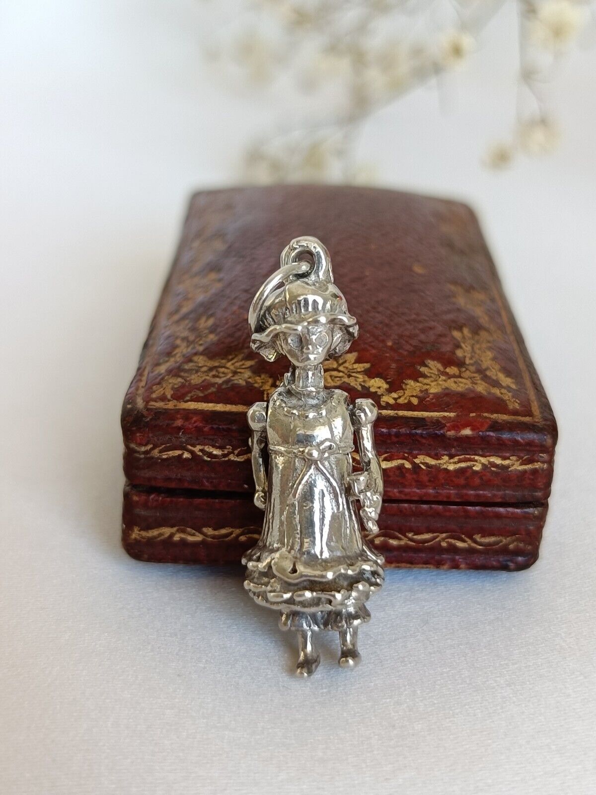 Vintage Sterling Silver Moving Granny Lady Charm Or Pendant