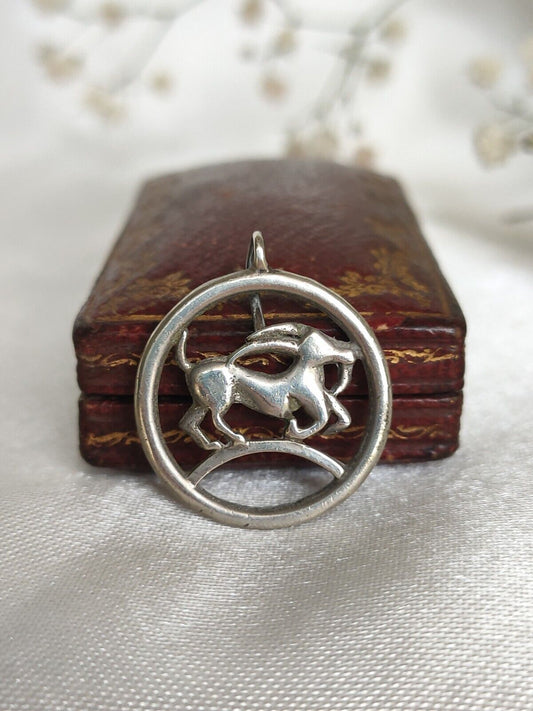 Vintage 925 Sterling Silver Capricorn Zodiac Goat Symbol Pendant