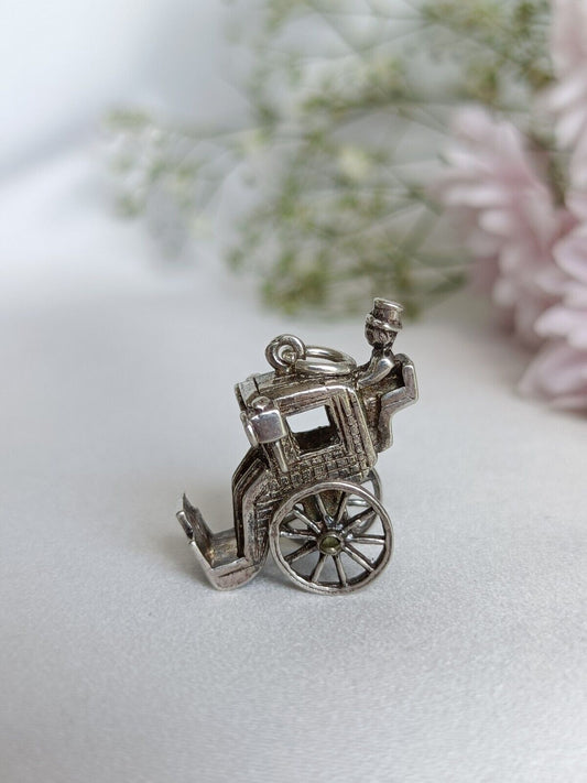 Vintage Sterling Silver Moving Carriage Charm Or Pendant