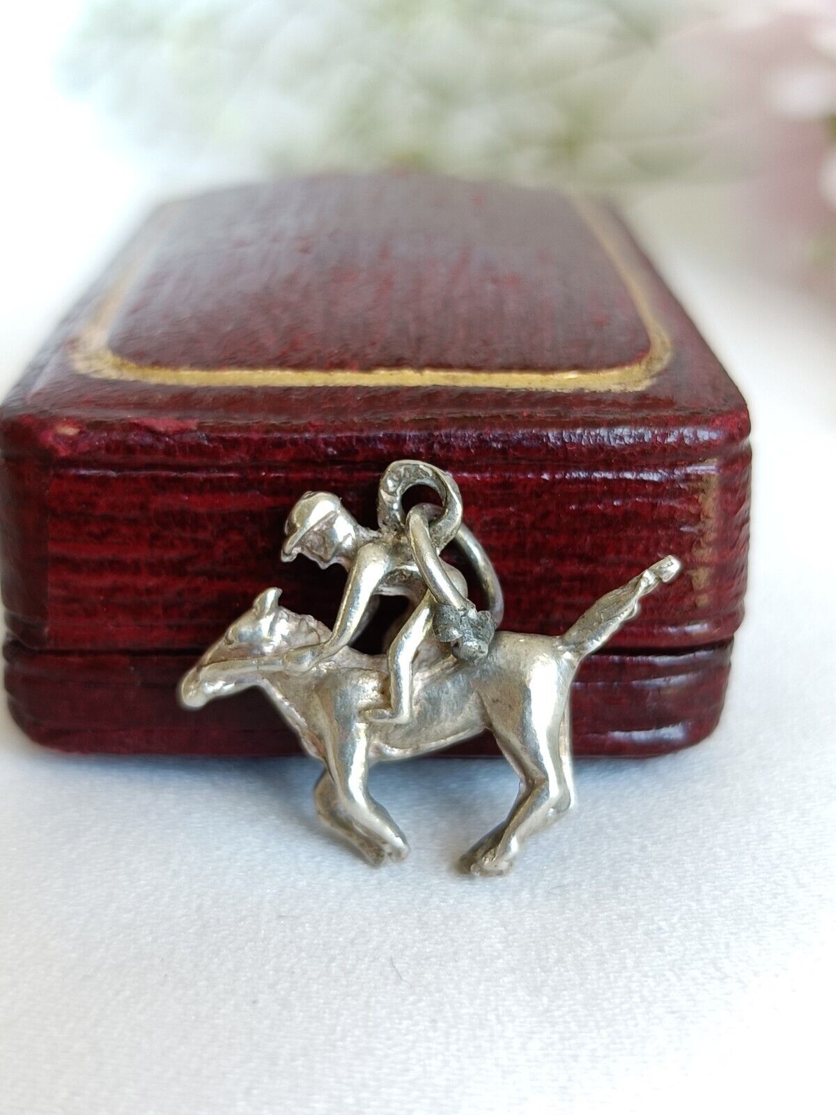 Vintage Sterling Silver Jockey Horse And Rider Charm Or Pendant