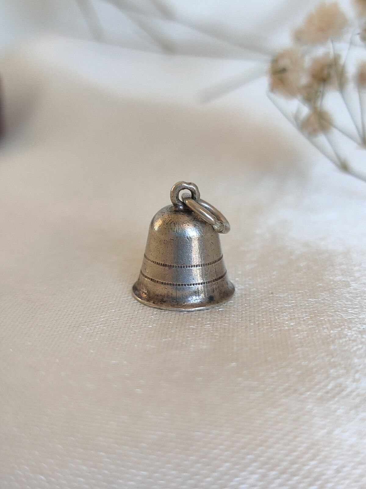 Vintage 925 Sterling Silver Small Functional Bell Charm Or Pendant