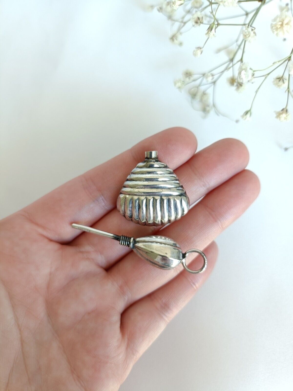 Vintage 925 Sterling Silver Miniature Perfume Bottle Pendant