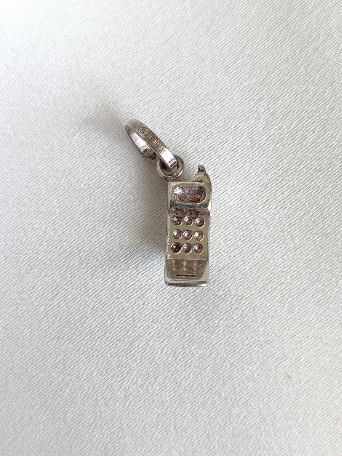 Y2K Sterling Silver Mobile Flip Phone Charm Or Small Pendant