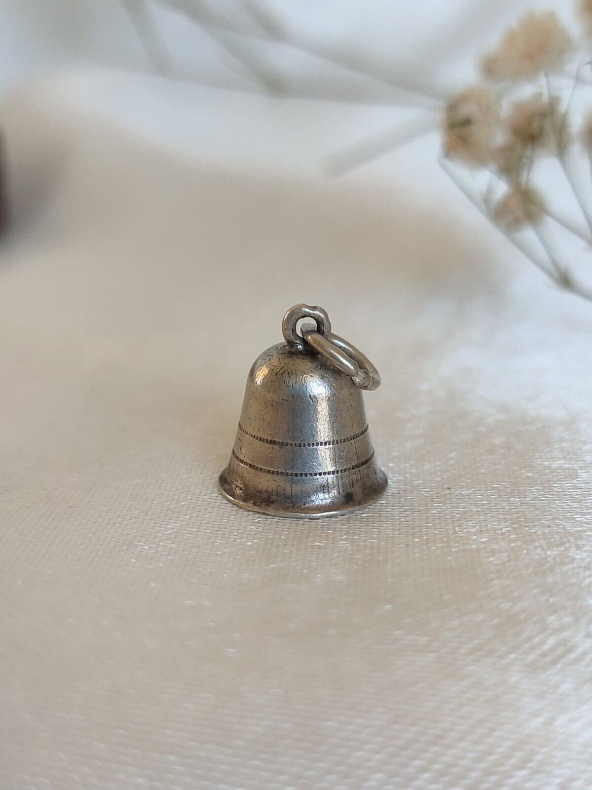 Vintage 925 Sterling Silver Small Functional Bell Charm Or Pendant