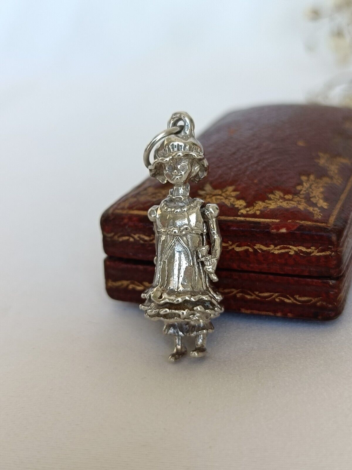 Vintage Sterling Silver Moving Granny Lady Charm Or Pendant