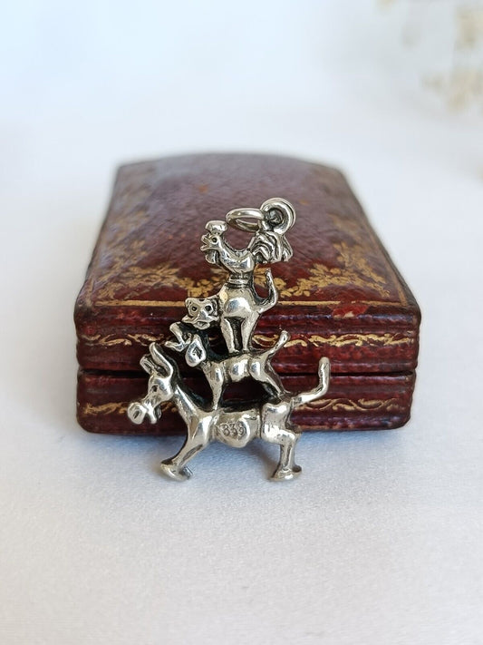 Vintage 1960's Silver Bremen Town Musicians Charm Or Pendant