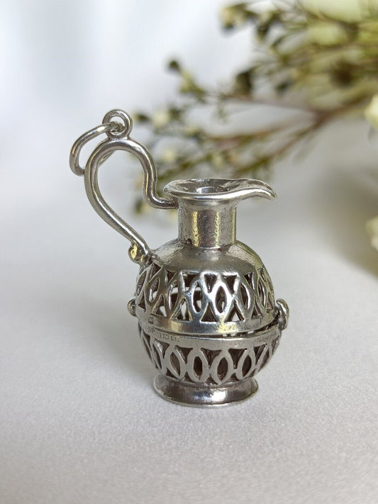 Antique Birmingham Sterling Silver Opening Pitcher Water Pourer Locket Charm