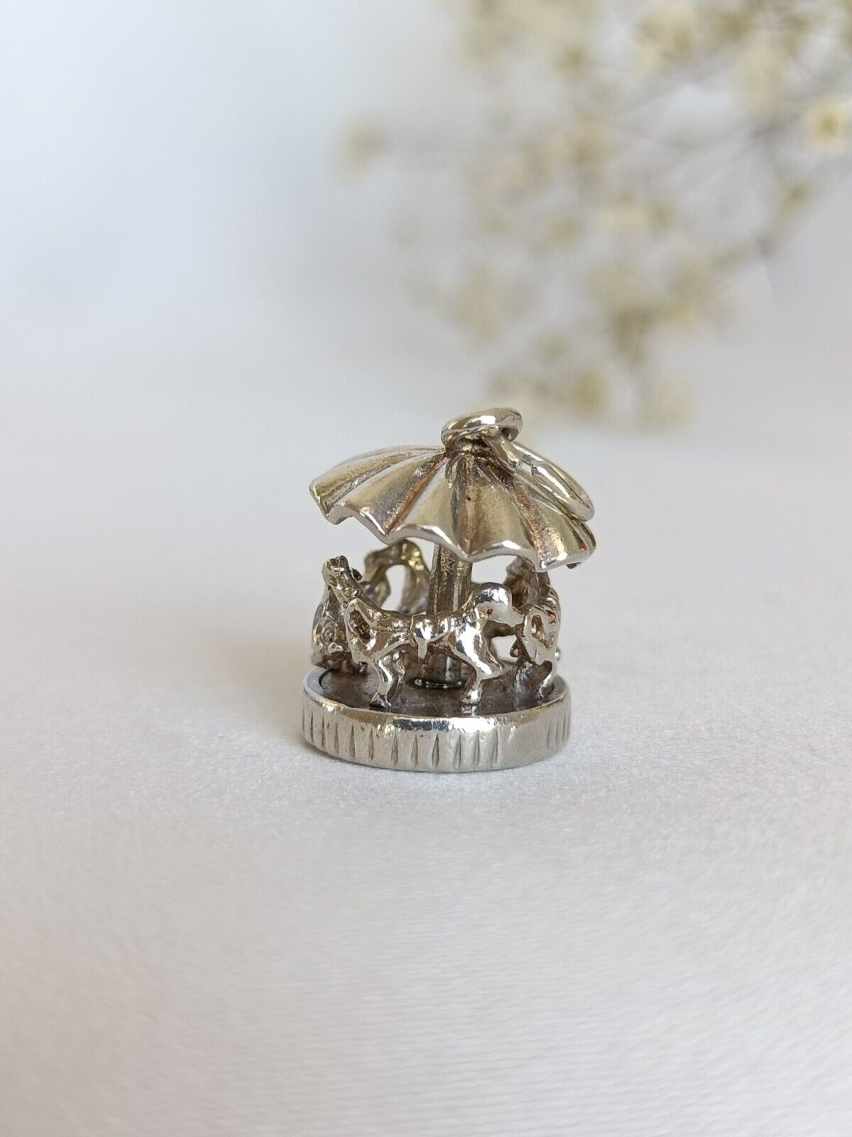 Vintage Sterling Silver Merry-go-round Carousel Spinning charm  Or Pendant